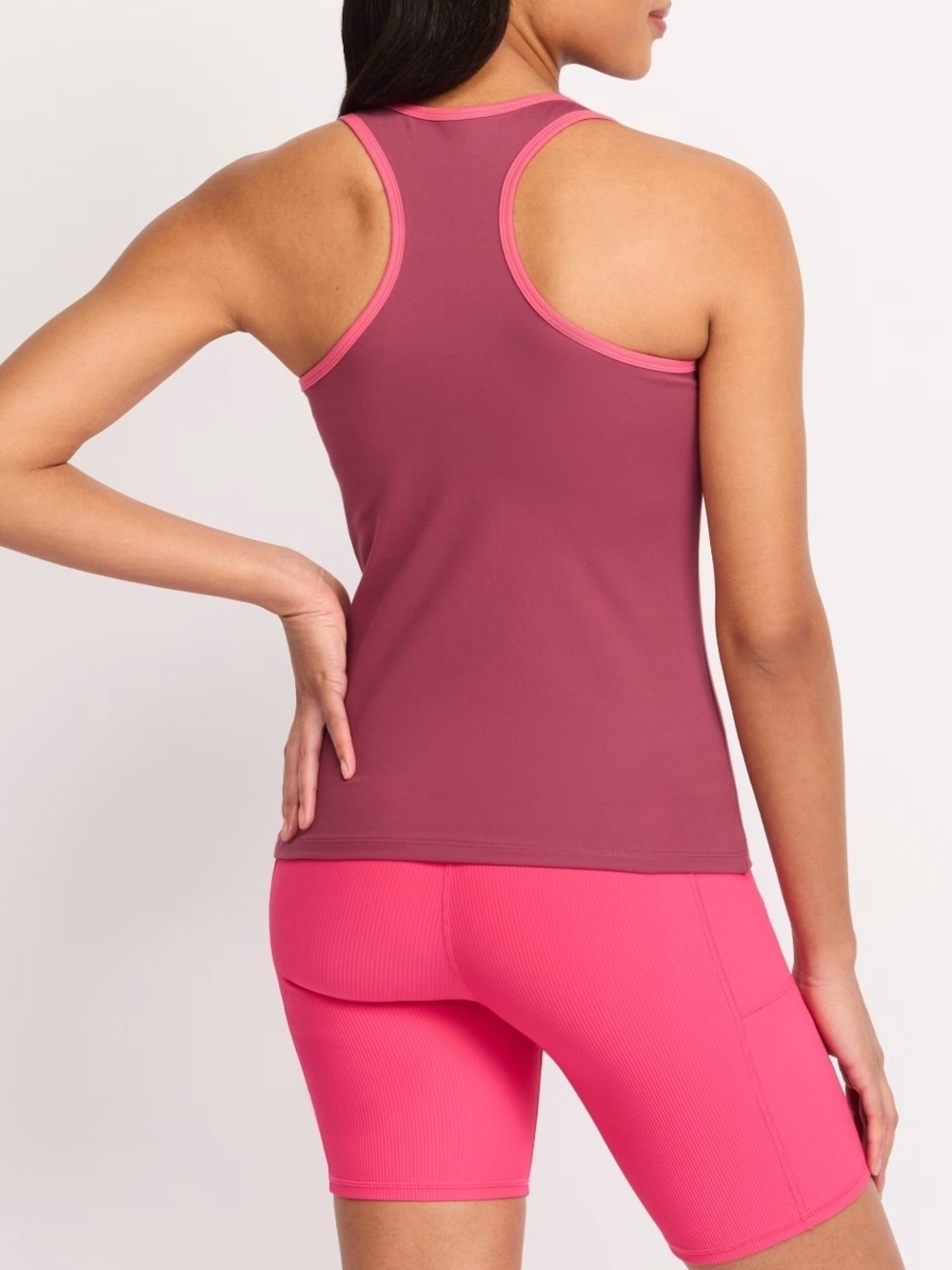 Wander Berry Pink Racerback Tank with Contrast Trim - Picture 3 of 3